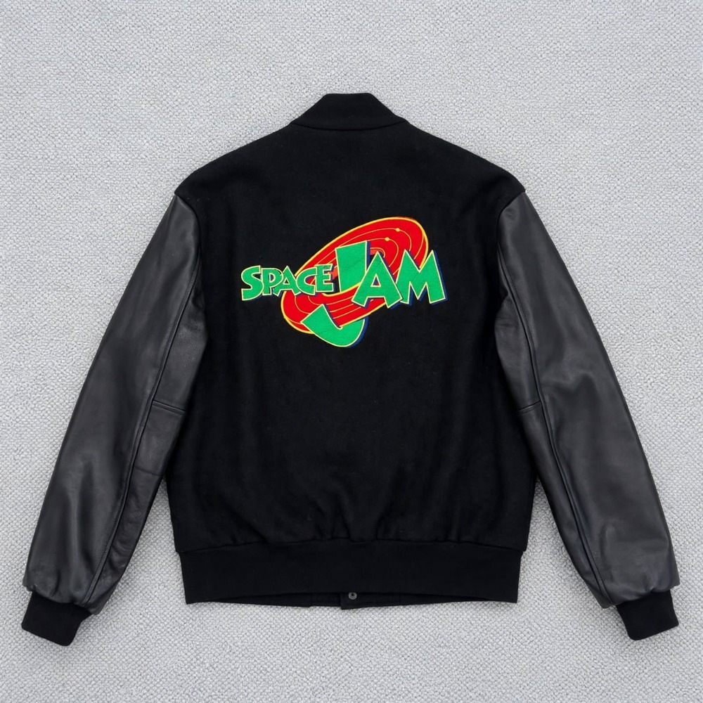 Vintage 1996 Space Jam Michael Jordan Varsity Jacket XL Jerry Leigh Wool Leather